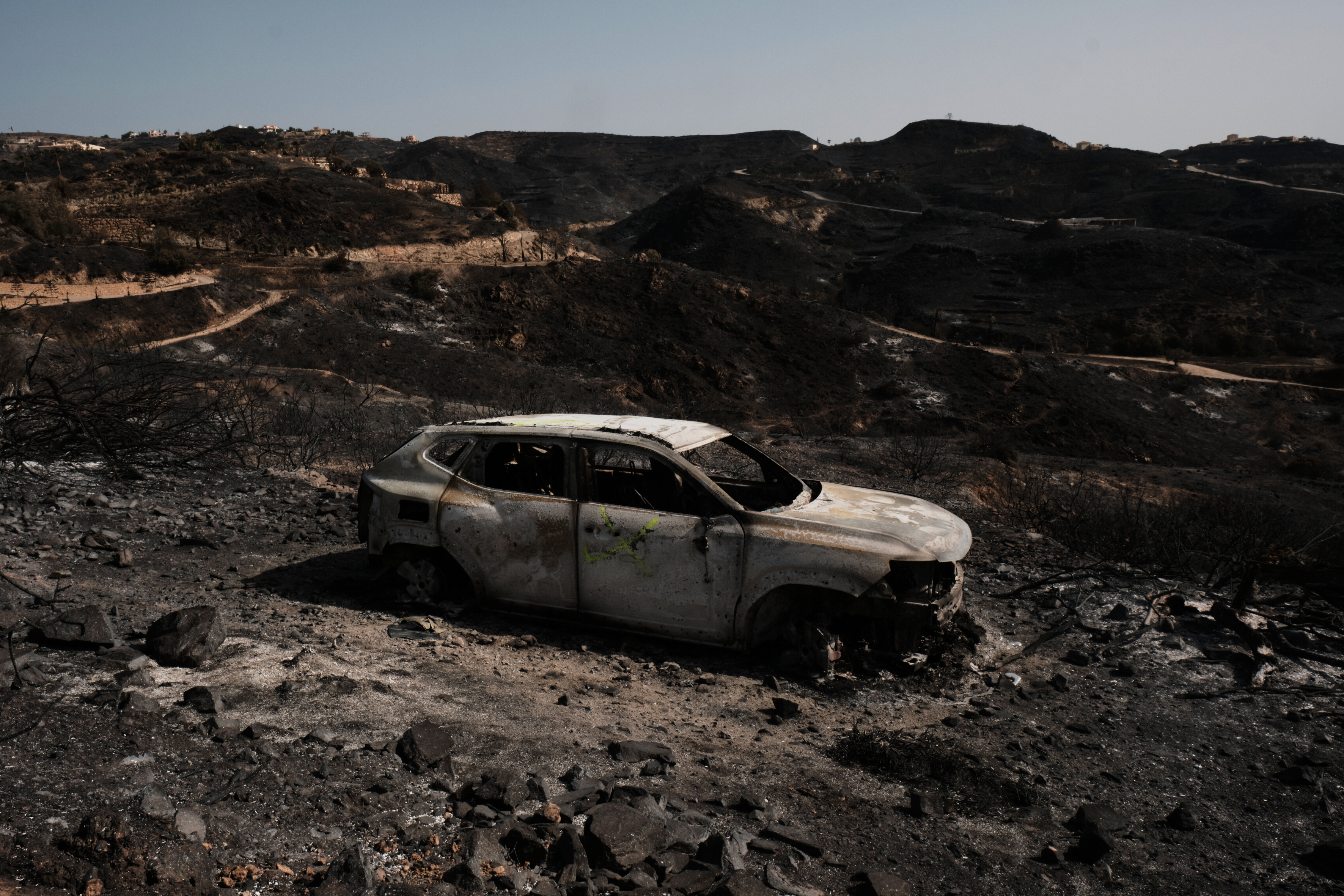 A view of a burnt area affected by wildfires in Bedar, near Almeria, Spain.