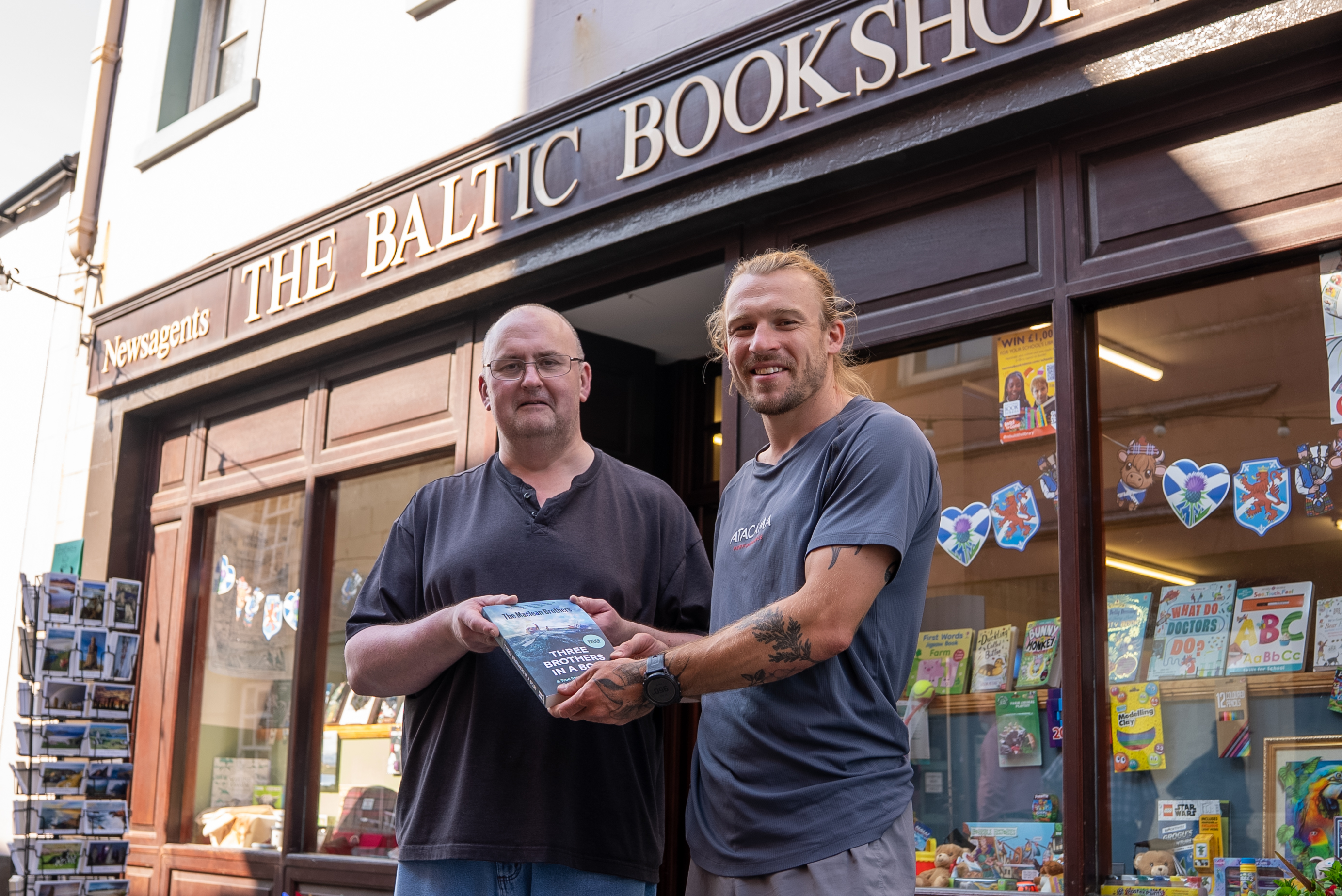 Jamie Maclean delivered their new book to the Baltic Bookshop in Stornoway.