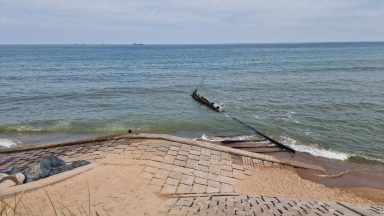 Aberdeen beach partially closed after sea barrier collapses