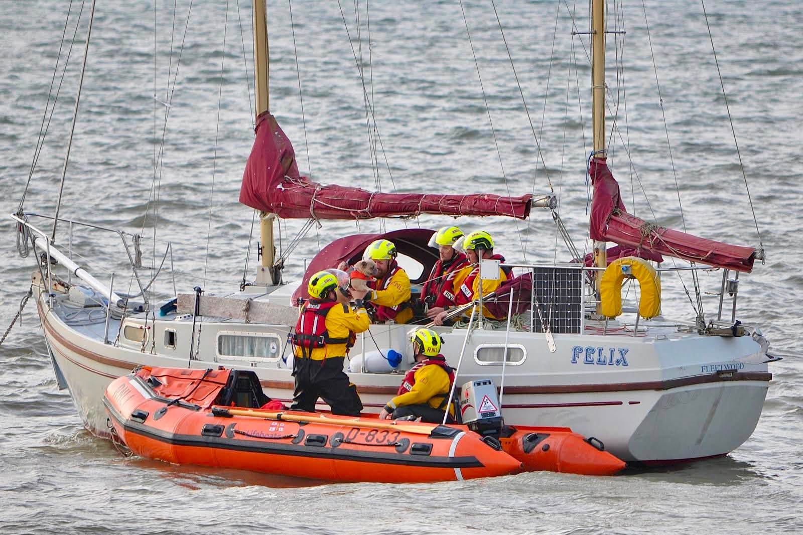 The man was taken to shore after suffering a medical emergency