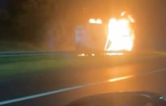 Section of M8 closed overnight after lorry fire