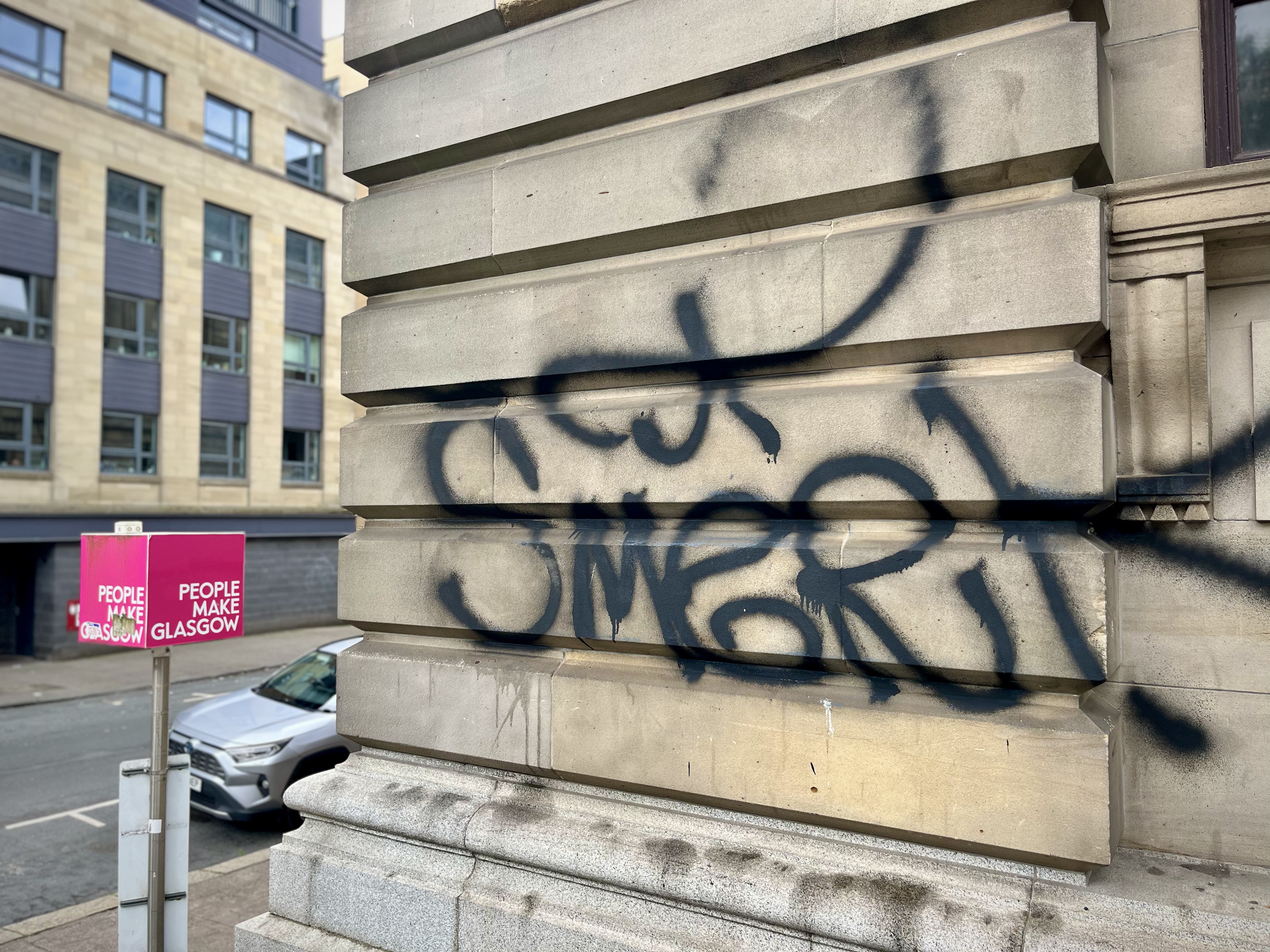 The graffiti will need to be specially cleaned.
