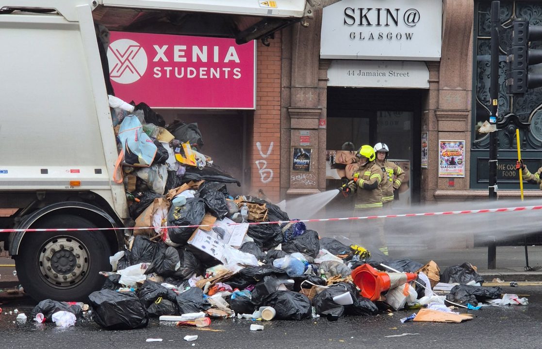 Bin lorry dumps rubbish on street after battery catches fire among waste
