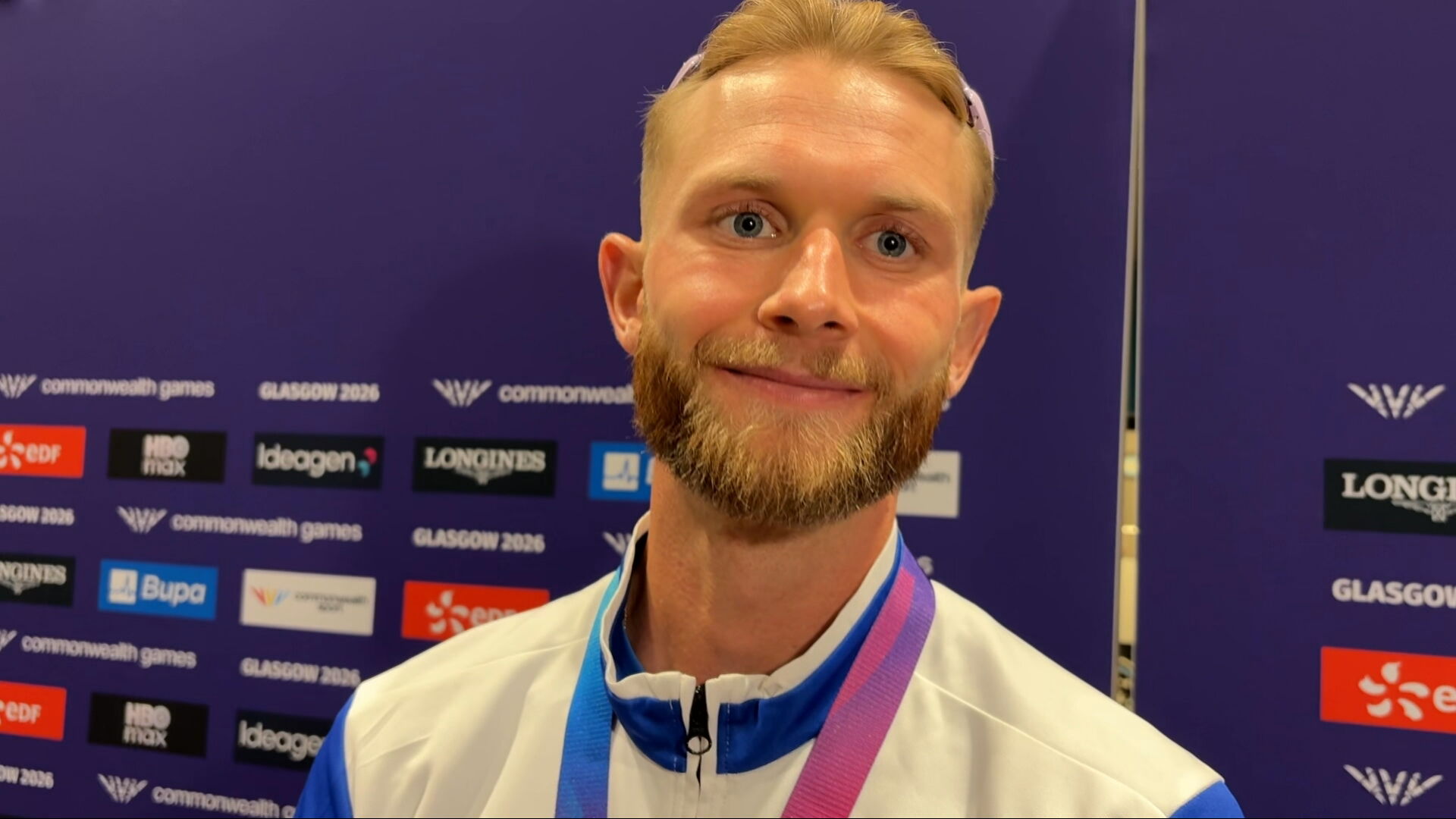 Josh Kerr after winning his Commonwealth Games gold medal in the one-mile race