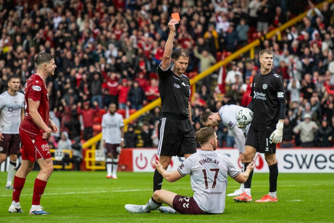 Hearts appeal Stuart Findlay red card with ‘identical incident’ claim in Motherwell match
