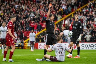 Hearts appeal Stuart Findlay red card with ‘identical incident’ claim in Motherwell match