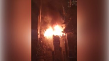 Lorry bursts into flames at site of Glasgow road works