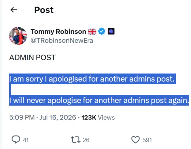 An apology was issued by an admin for apologising