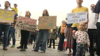 Parents ‘strike’ across Scotland demanding stronger paternity leave and flexible working rights 
