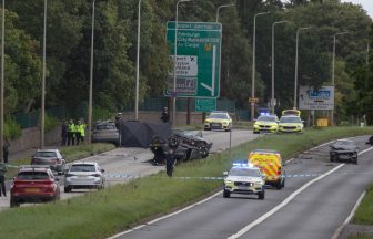 Three taken to hospital after four-vehicle crash near Edinburgh Airport