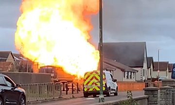 Lorry explodes into flames on Highlands street as firefighters battle blaze