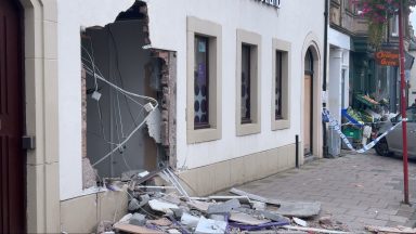 Cash machines ripped from wall after stolen telehandler rams into Peebles bank