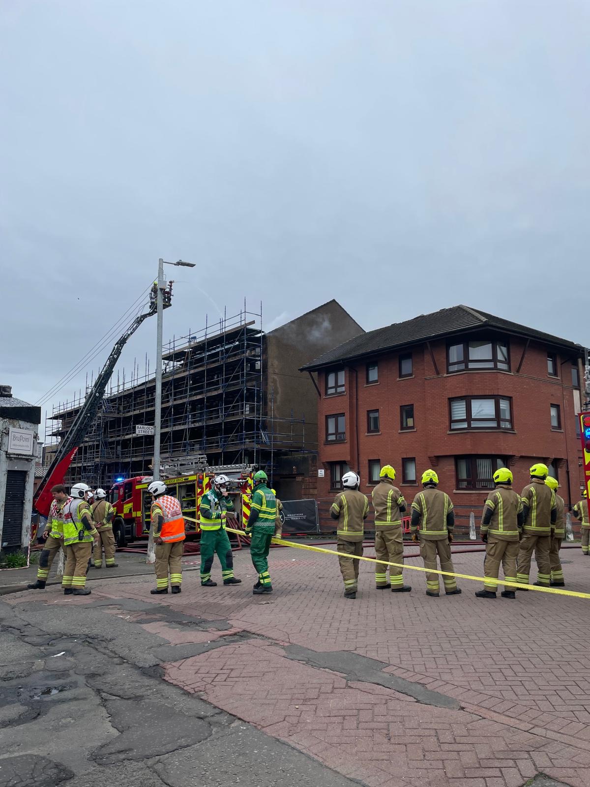 Fire crews on scene of a tenement fire in Glasgow.