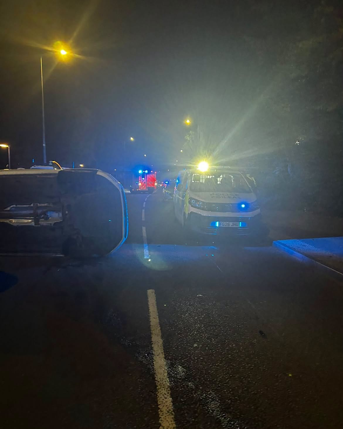 Car flipped onto its side in Cowdenbeath