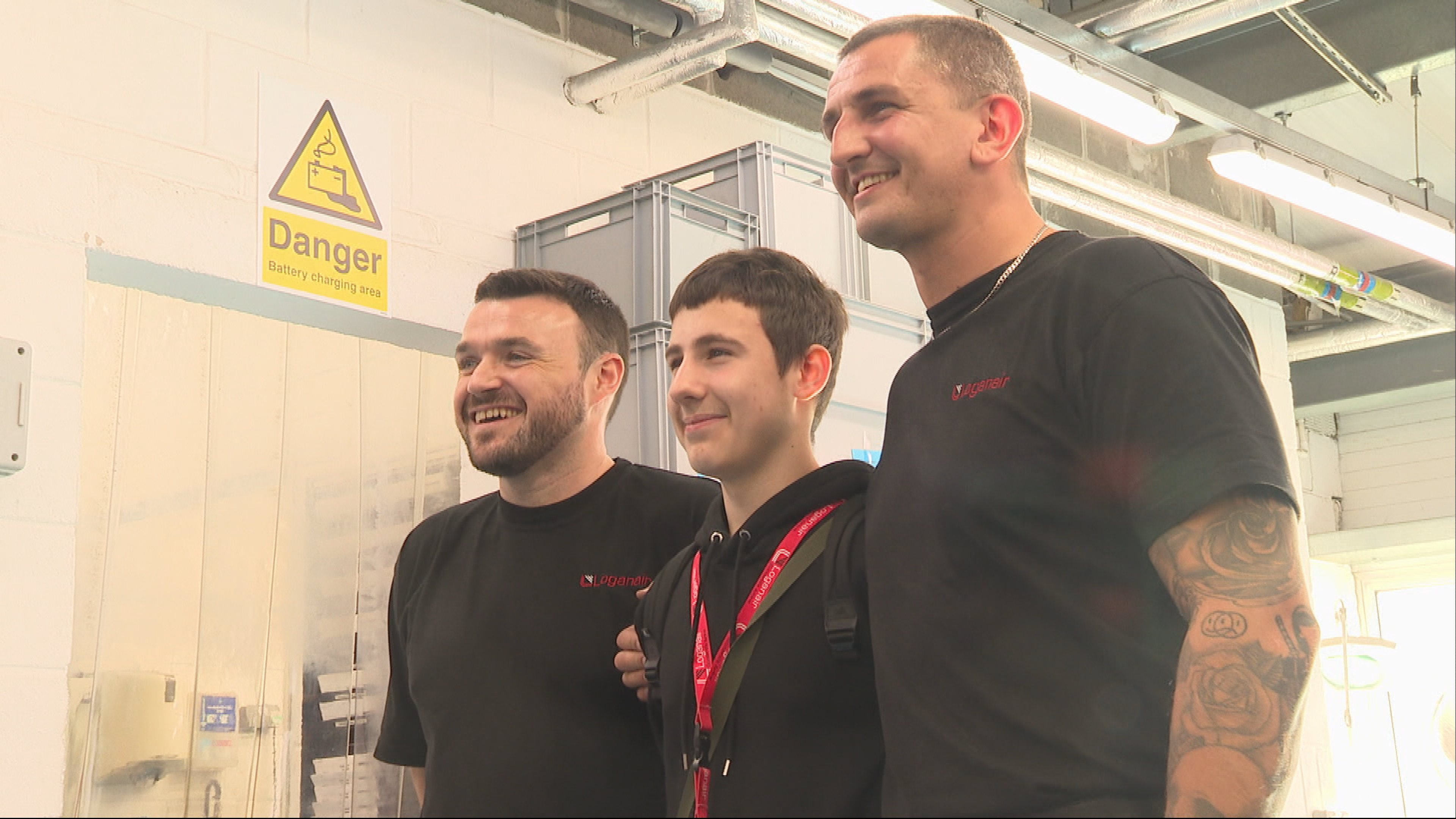 Dmytro with mechanics at Loganair