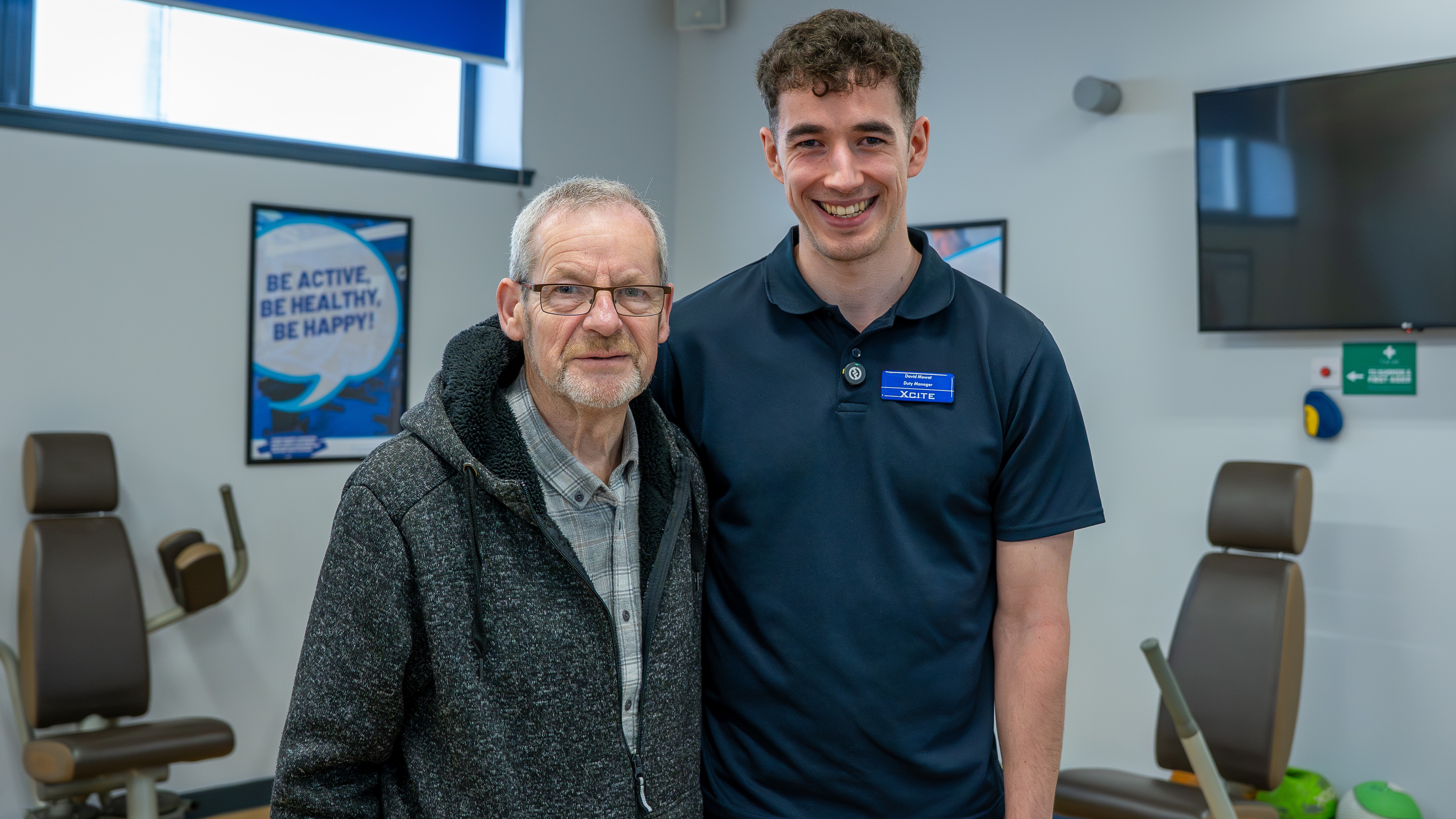 Iain with manager David Mowat at the leisure centre